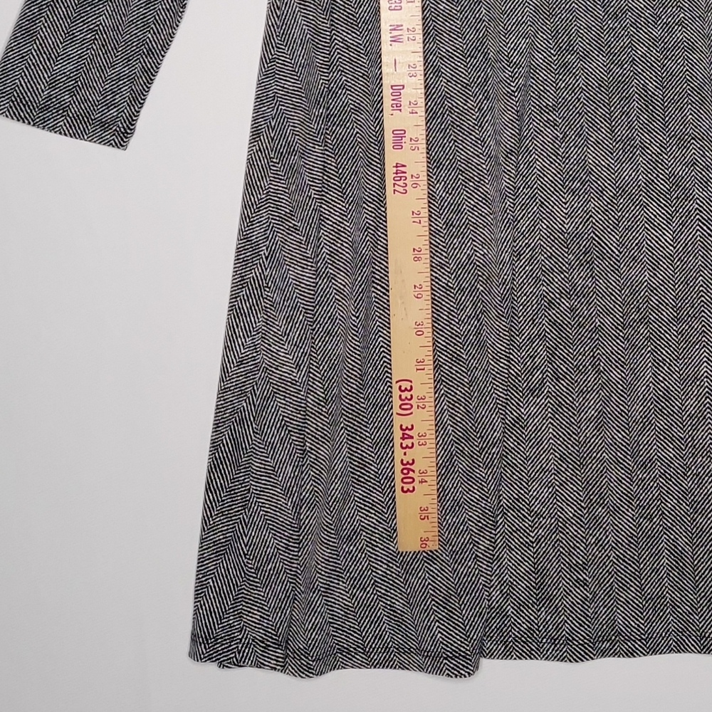 Michael Kors Dress 2X Black White Chevron Stretch Long Sleeve Scoop Neck Zip - Picture 5 of 8